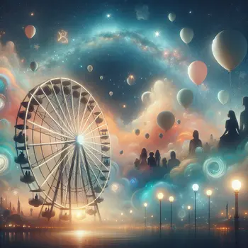 In my dream, the Ferris wheel spins, glowing under a starlit sky.