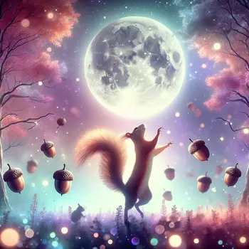 In a dream, a squirrel danced under glowing moonlight, gathering enchanted acorns. In a dream, a squirrel danced under glowing moonlight, gathering enchanted acorns.