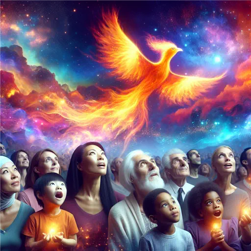 In the dream, amazed onlookers watched a glowing phoenix soar through the sky.