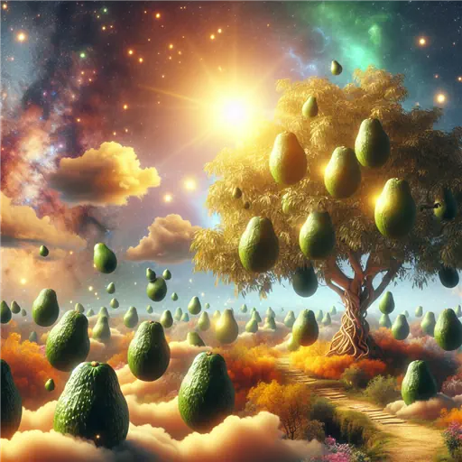 In a dream, avocado trees blossomed, their fruit glowing under a golden sun.