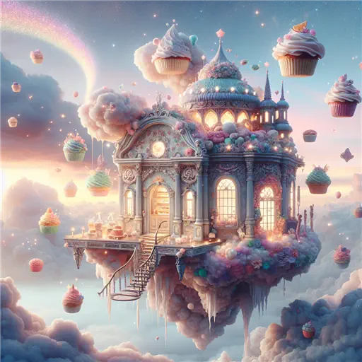 In my dream, a magical bakery floated among clouds, pastries glimmering like stars.