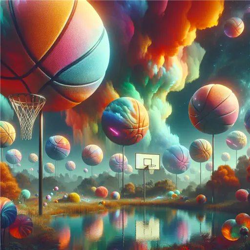 In the dream, floating basketball hoops gleamed under a kaleidoscope sky.