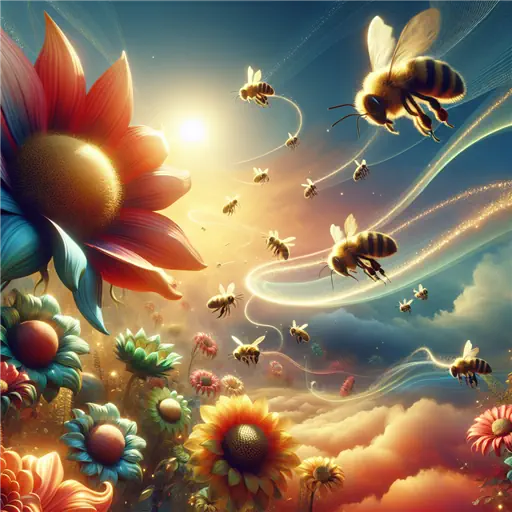 In my dream, bees danced around vibrant flowers under a golden sun.