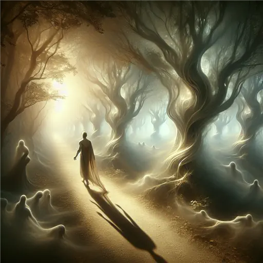 In my dream, shadows whispered while I wandered endlessly, being alone.