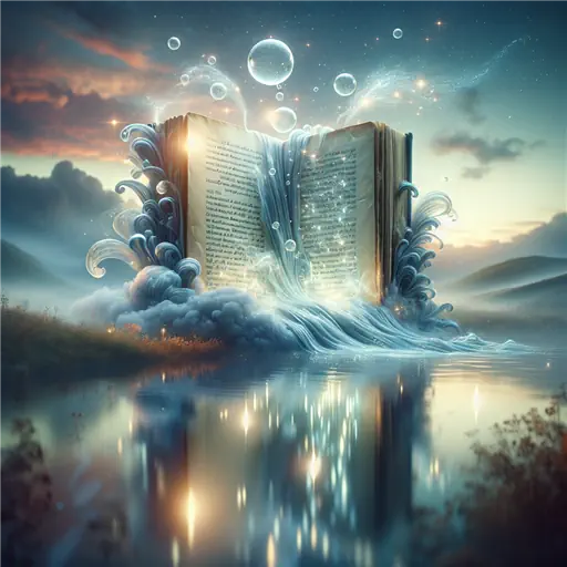 In my dream, a shimmering book made of water whispered forgotten tales.