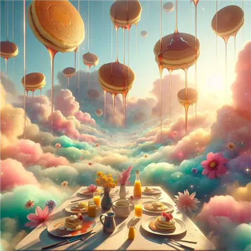 In my dream, breakfast clouds poured syrup while pancakes floated serenely above.