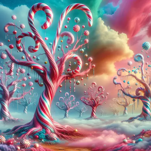 In my dream, candy cane trees swayed under a peppermint-scented sky.