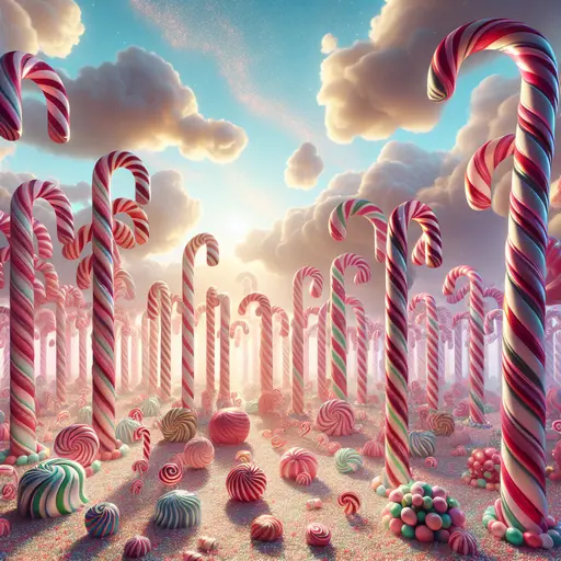 In my dream, a giant candy cane forest swirled with vibrant colors.