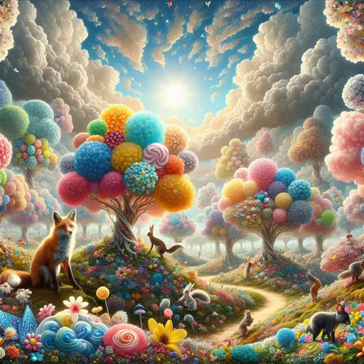 In my dream, candy trees blossomed with vibrant sweets, filling the air with joy.