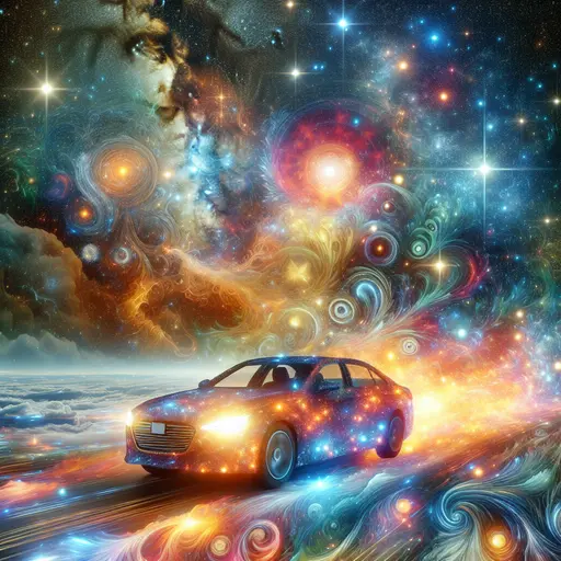 In my dream, a glowing car raced through endless fields of stars.