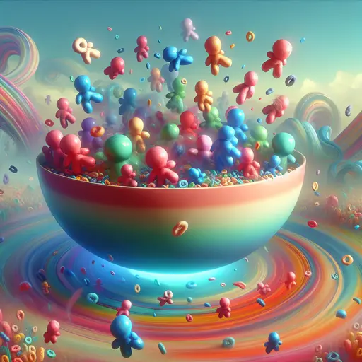 In my dream, a giant cereal bowl overflowed with colorful, dancing marshmallows.