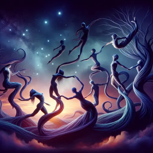 In the dream, bodies contorting like vines, twisting through endless twilight shadows.