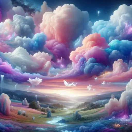 In my dream, I floated among vibrant, fluffy cotton candy clouds above.