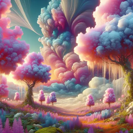 In my dream, cotton candy trees swayed gently under a candy-colored sky.