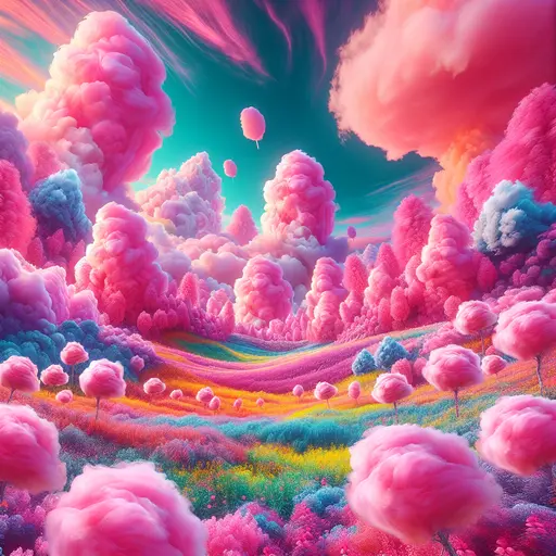 In a vivid dream, clouds transformed into fluffy pink cotton candy delights.