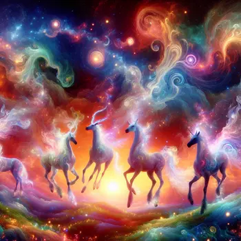 In the dream, glowing creatures danced under a starlit, otherworldly sky. In the dream, glowing creatures danced under a starlit, otherworldly sky.
