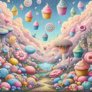 In a whimsical dream, cupcakes rained down from fluffy, cotton candy clouds.