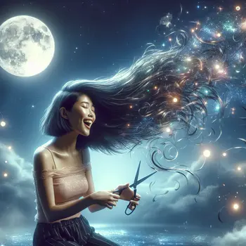 In my dream, I felt freedom while cutting hair short under moonlight.