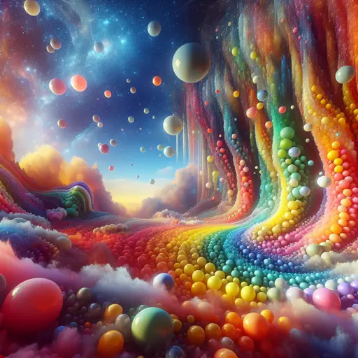 In my dream, vibrant dancing gumdrop walls twinkled under a starlit sky.