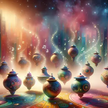 In a whimsical dream, dancing pots twirled gracefully on a colorful stage.