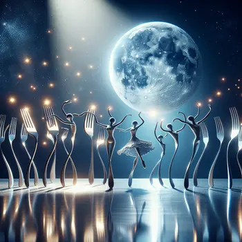 In my dream, dancing utensils twirled gracefully under a shimmering silver moon.