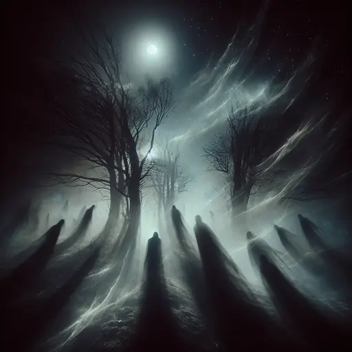 In the dream, shadows whispered secrets of death beneath a faded moon.