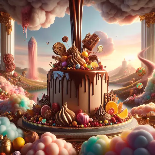 In the dream, a waterfall of chocolate cascaded over a giant cake.