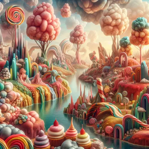 In my dream, rivers of chocolate flowed through the whimsical dessert kingdom.