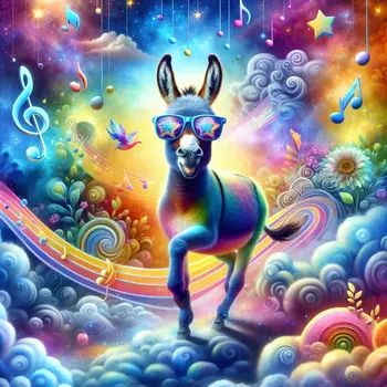 In my dream, a dancing donkey wore sunglasses and sang joyful melodies.