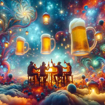 In my dream, friends laughed while drinking beer under twinkling stars.