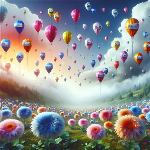 In a dream, endless emails transformed into vibrant balloons of marketing success.