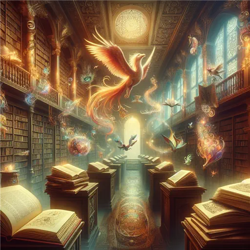 In a dream, books whispered secrets in the enchanted library's glowing corners.