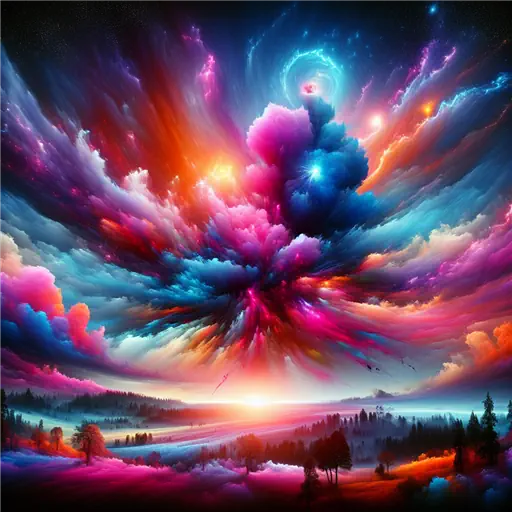 In the dream, an explosion shattered the sky, colors swirling in chaos.