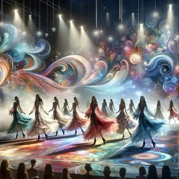 In a dream, models twirled; fabric flowed, colors danced at the fashion show.