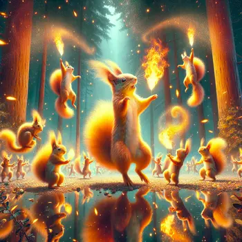 In my dream, fire-breathing squirrels danced amongst blazing trees, sparks flying everywhere.