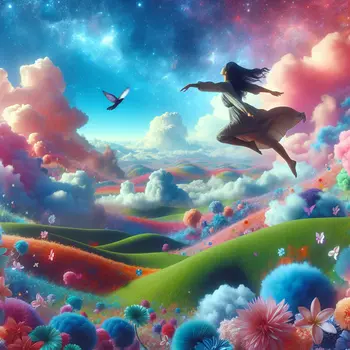 In my dream, I soared above clouds, joyfully flying around vibrant landscapes.