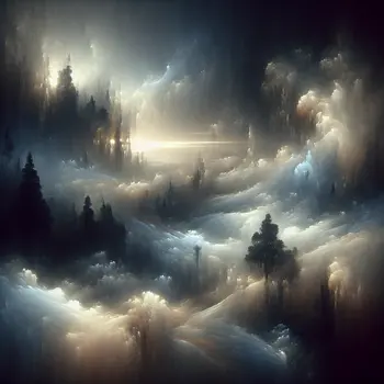 In the dream, dense fog enveloped everything, whispering secrets lost in shadows.