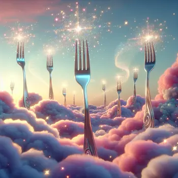 In my dream, forks danced above the clouds, shimmering like stars.