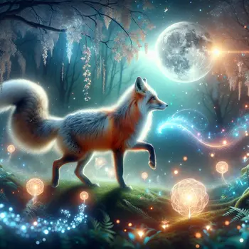 In my dream, a sly fox danced under the moonlight, shimmering.