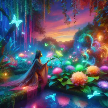 In a dream, flowers danced while I tended to vibrant, glowing gardens.