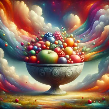 In my dream, a giant bowl overflowed with colorful, dancing fruit.