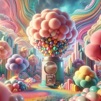 In my dream, a giant bubblegum machine dispensed endless colorful, swirling gum.