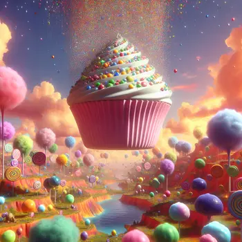 In my dream, a giant cupcake rained sprinkles, filling the sky with color.