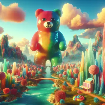 In my dream, a giant gummy bear welcomed me to a candy kingdom.