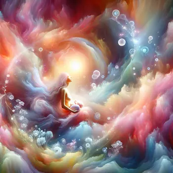 In the dream, colors swirl as I embrace the miracle of giving birth.