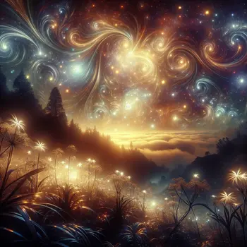 In the dream, ethereal lights danced, illuminating the night with a warm glow.