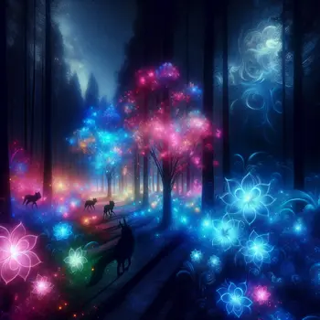 In my dream, glowing flowers illuminated the dark forest, casting enchanting shadows.