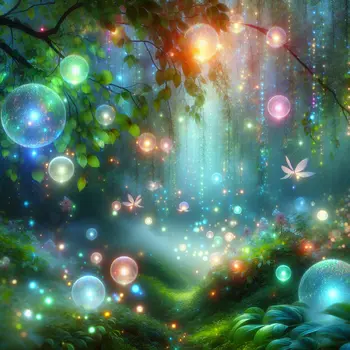 In my dream, glowing orbs floated, illuminating a serene, enchanted forest.