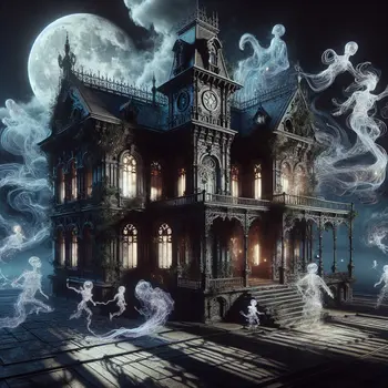 In my dream, shadows danced in the haunted house's eerie, flickering light.