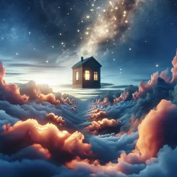 In my dream, the house floated among clouds, windows shimmering with stars.